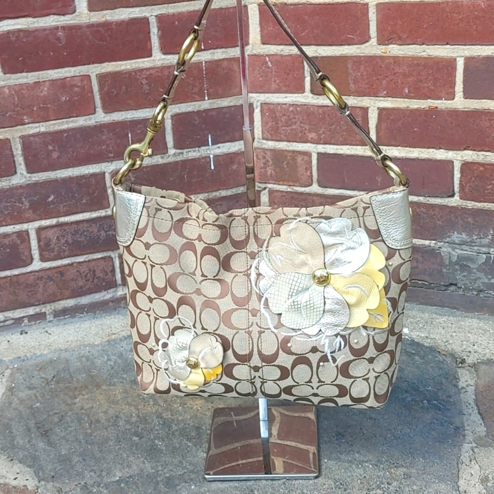 Coach Bleeker Leather Floral Tote Bag F 16879